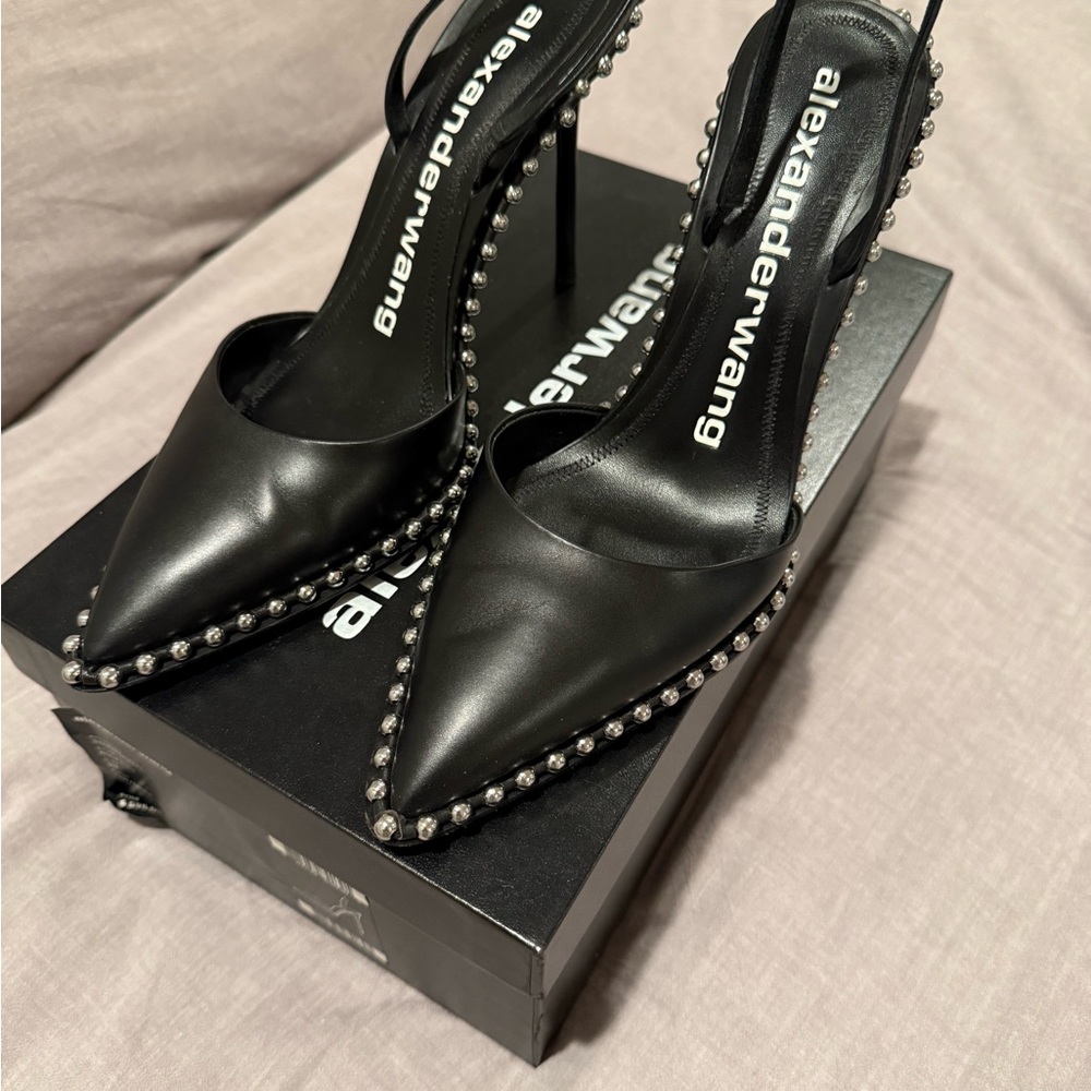Alexander Wang Rina Calf Black Silver-Studded Heels